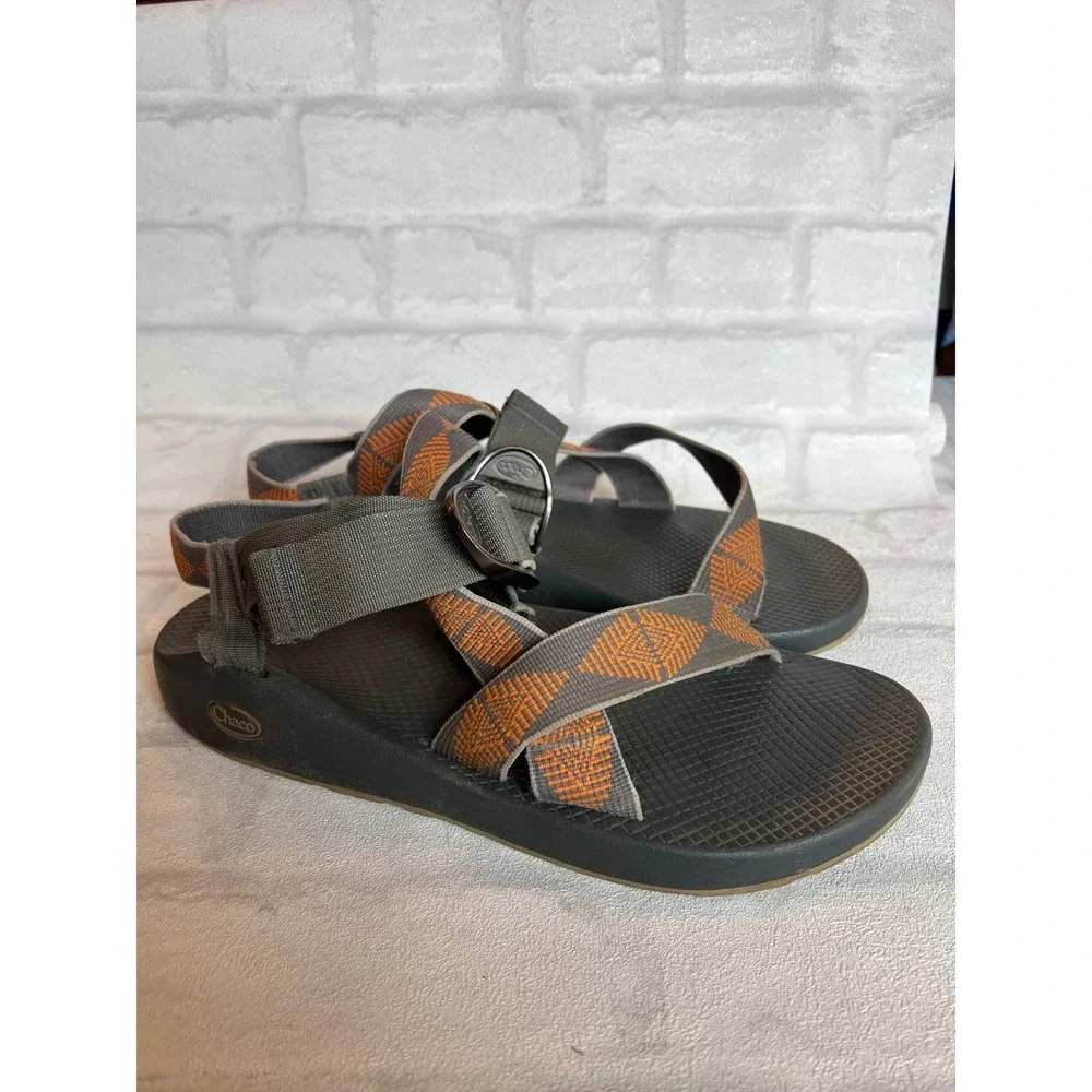 Chaco Z1 Classic Mens Sandals Grey Orange Straps Outdoor Hiking 13 gorpcore